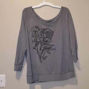 Torrid Grey Flower Sweatshirt 2x